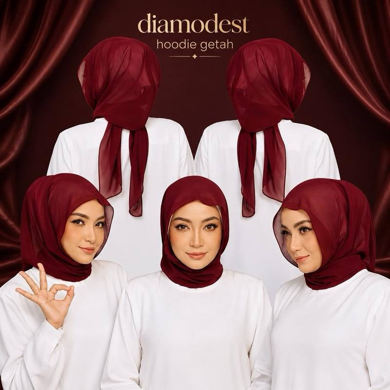 SHAWL HOODIE WITH GETAH CHIFFON