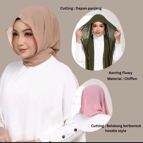 SHAWL HOODIE HEAVY CHIFFON PREMIUM 1.7M